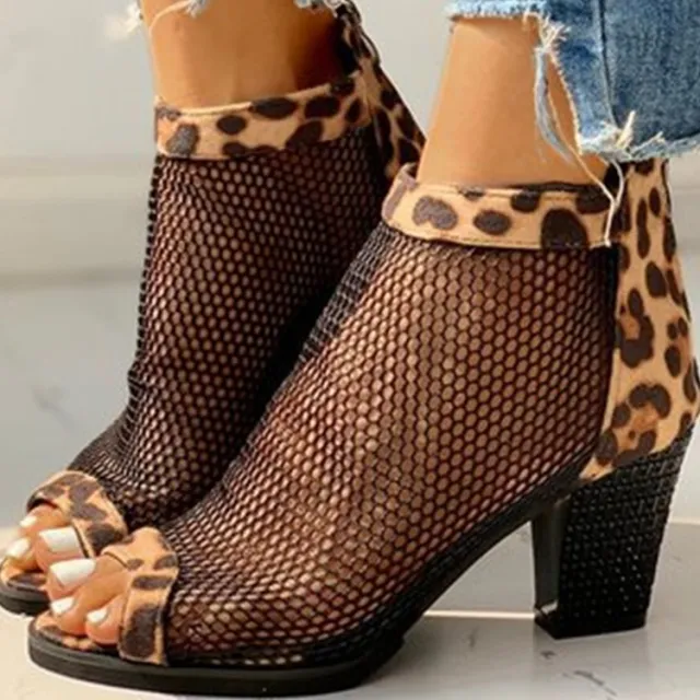Mesh zipper cool boots woman Leopard - Shop at LoveMi