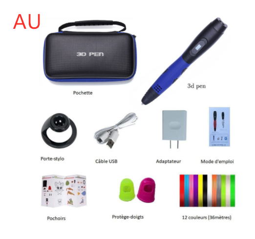 Six generations of 3d printing pens Blue package AU