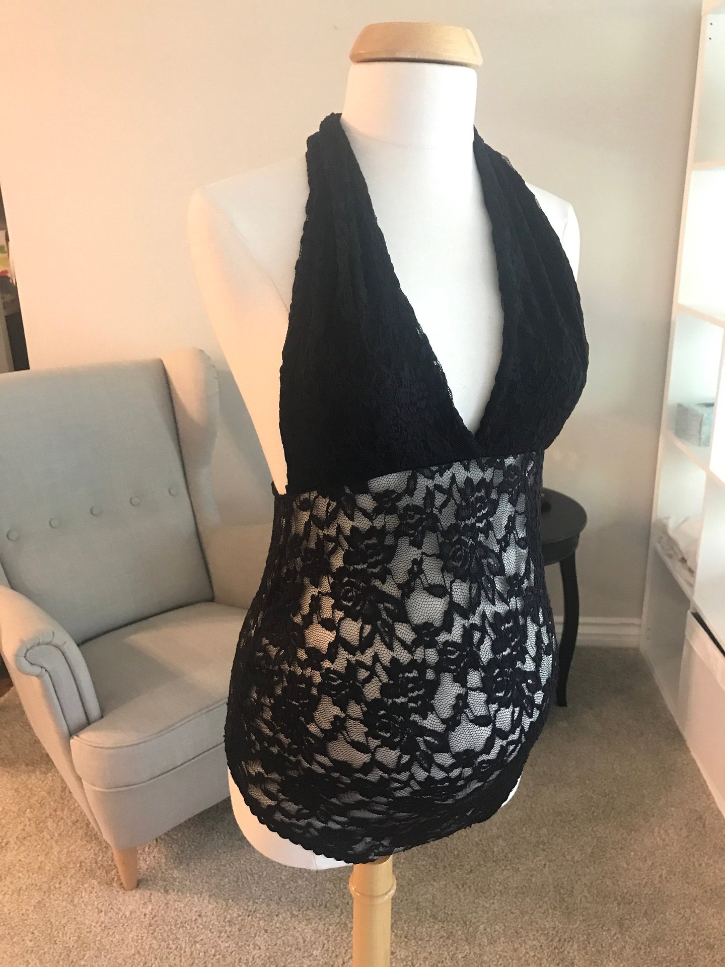 Sexy Halter Lace Backless Maternity Dress Black - Shop at LoveMi