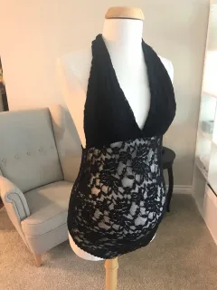 Sexy Halter Lace Backless Maternity Dress - Black - View 1