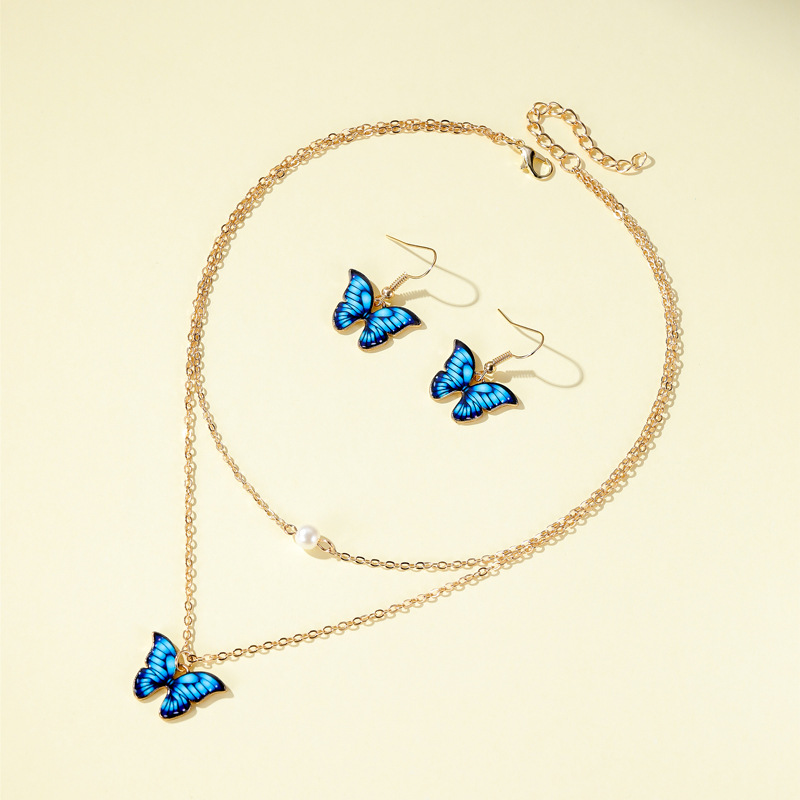 Double Pearl Butterfly Pendant