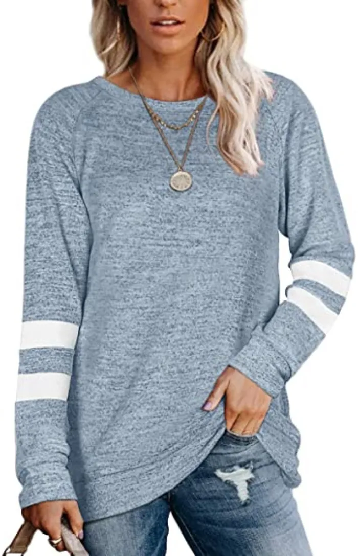 Splicing casual long sleeves - Blue