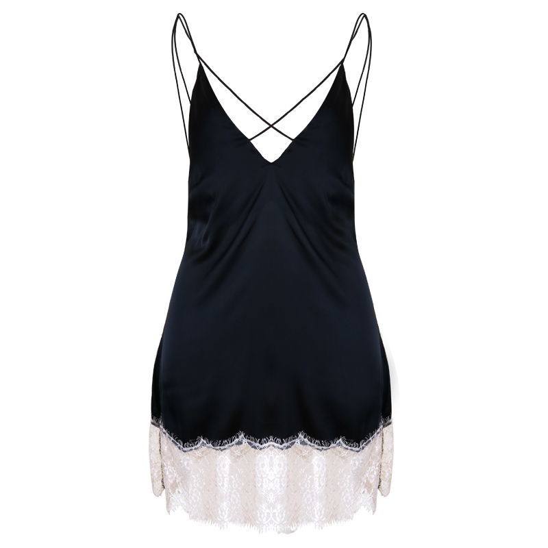 Strapless cross back lace nightdress Black - Shop at LoveMi