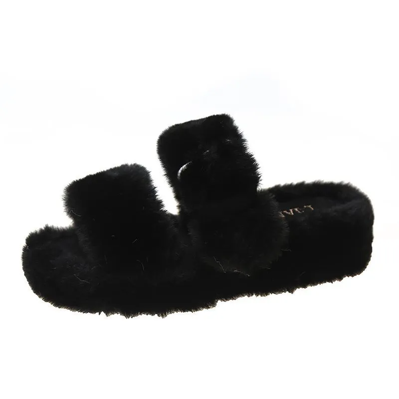 Women's plush slippers - Black