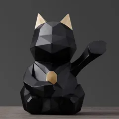 Cute child piggy bank resin piggy bank - Black - View 1