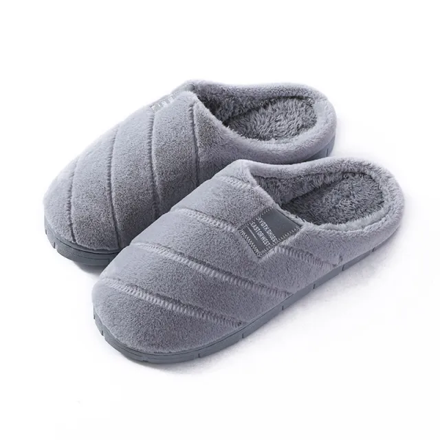 Cute non slip thick soled warm home cotton slippers Grey - Shop at LoveMi