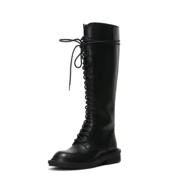 Leather riding boots high boots knee high heels boots Lace 38 - Shop at LoveMi