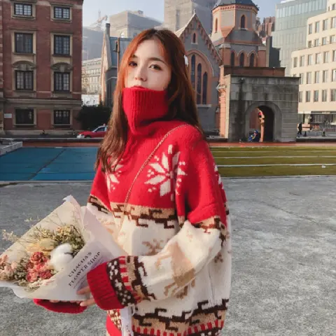 Christmas Turtleneck Sweater Women