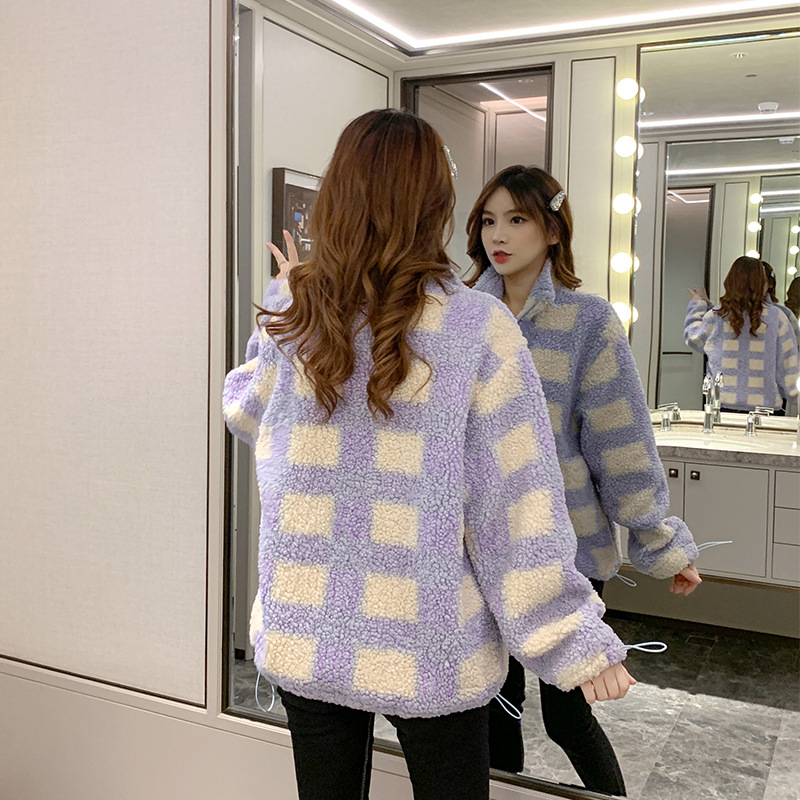 Loose cashmere purple coat cardigan sweater