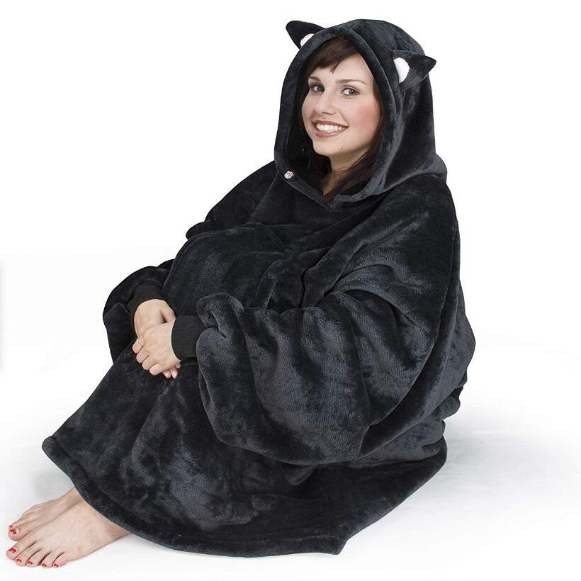 Hooded and ear casual loose home sweater