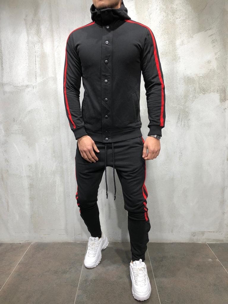 Hooded button cardigan men's sports