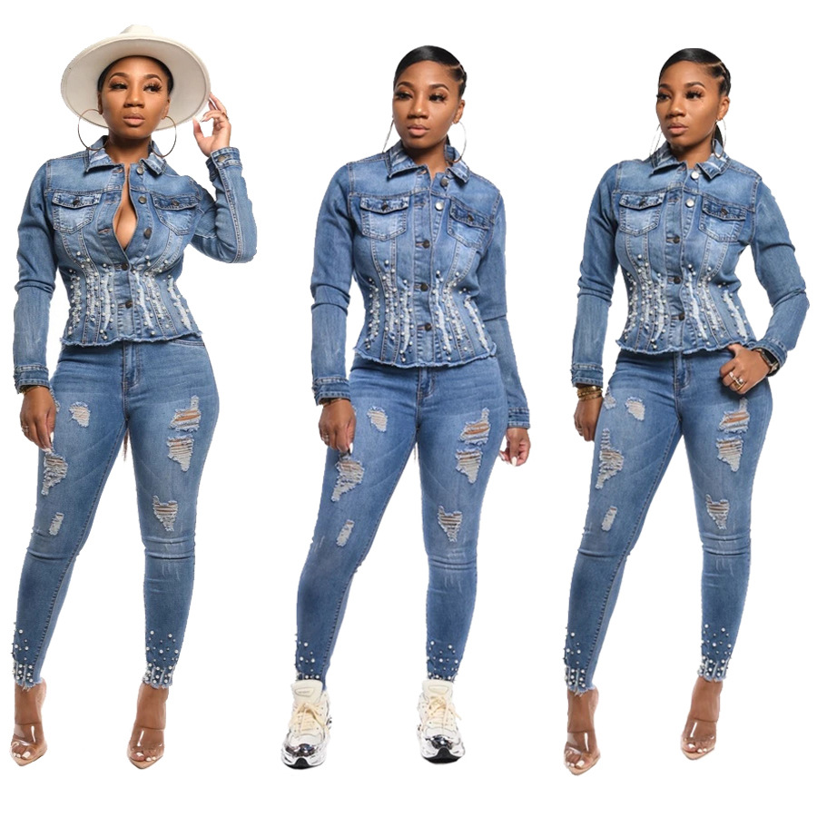Sexy and fashionable women's slim fitting denim coat top