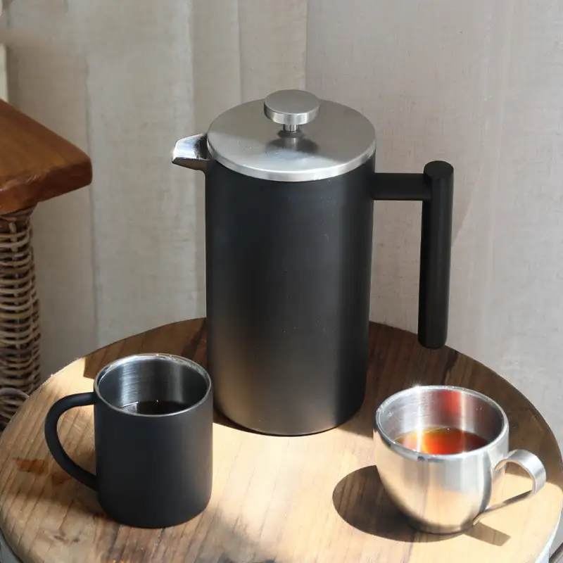 Stainless steel spray black double-layer method press pot