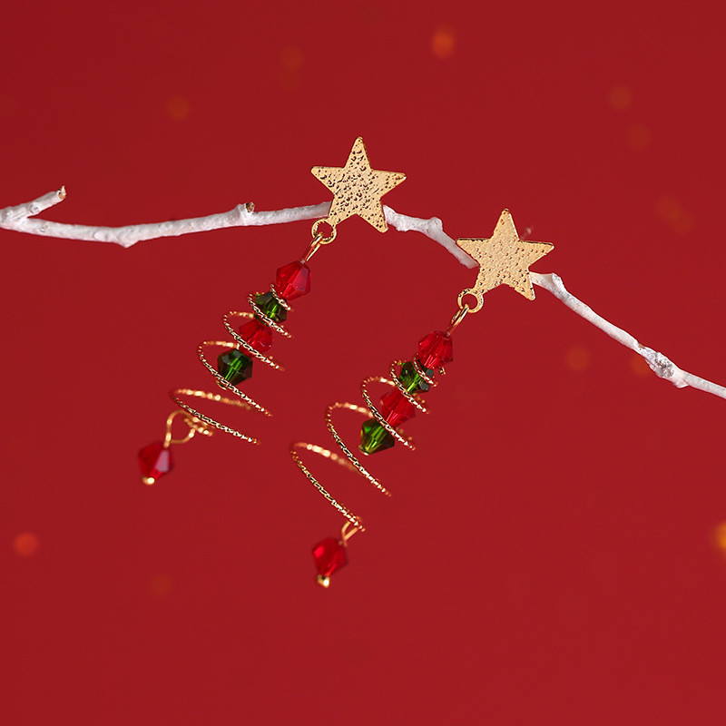 Christmas tree star earrings