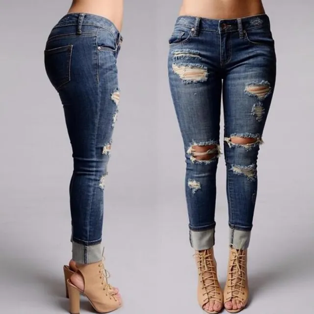 Ladies ripped long jeans - Shop at LoveMi