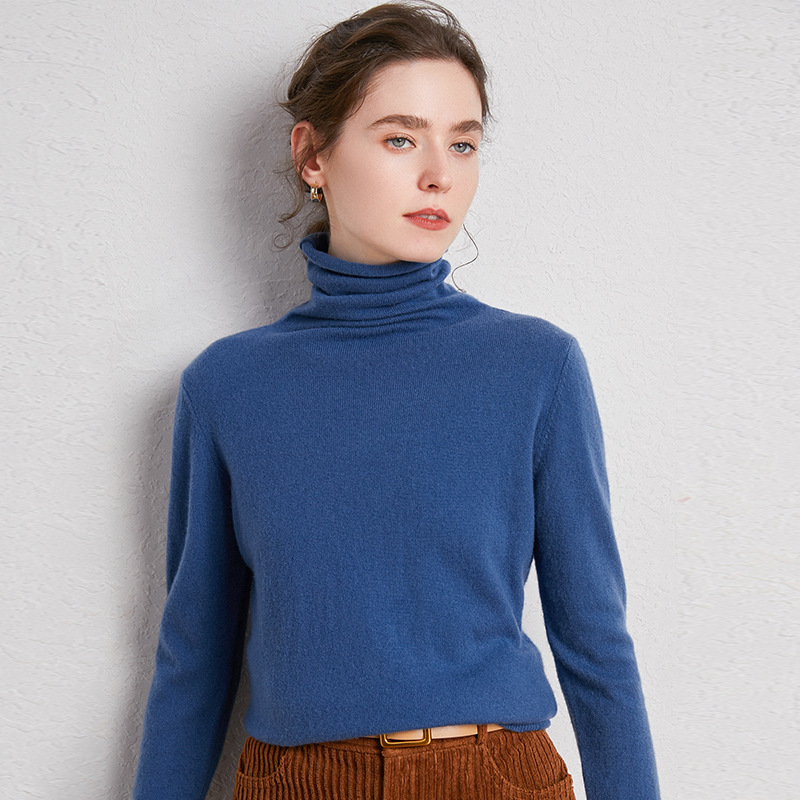 Pile up collared cashmere sweaters Blue Haze - Shop at LoveMi