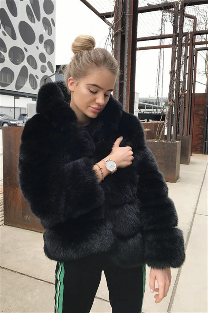 Faux fur jacket - Black