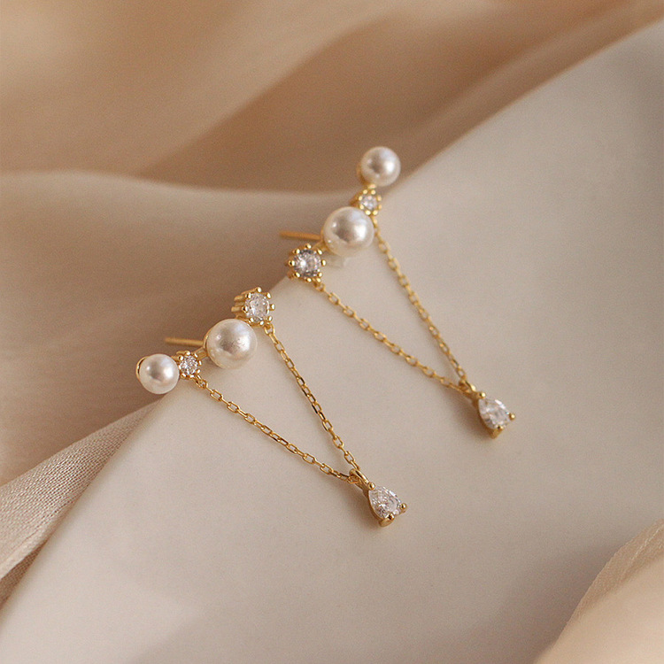 Sterling silver bead chain earrings