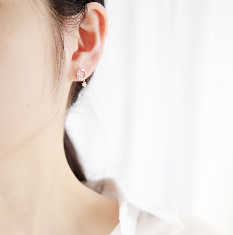 Geometric Circle Drop Shaped Zircon Earrings