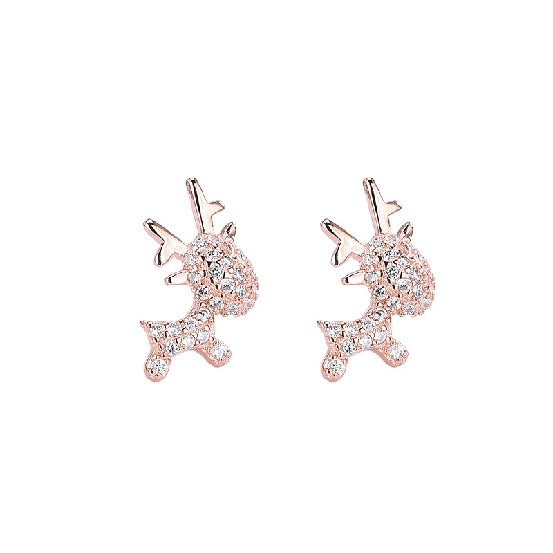 Korean version of diamond-studded zircon antler earrings