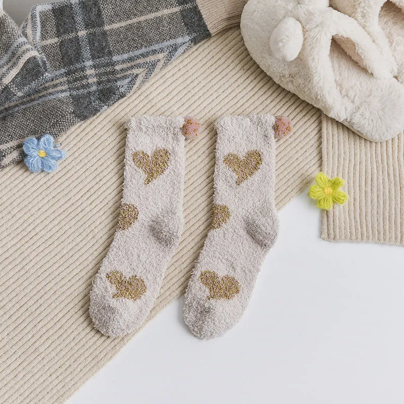 Coral fleece socks - White