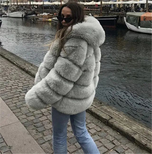 Faux fur jacket Light Gray - Shop at LoveMi