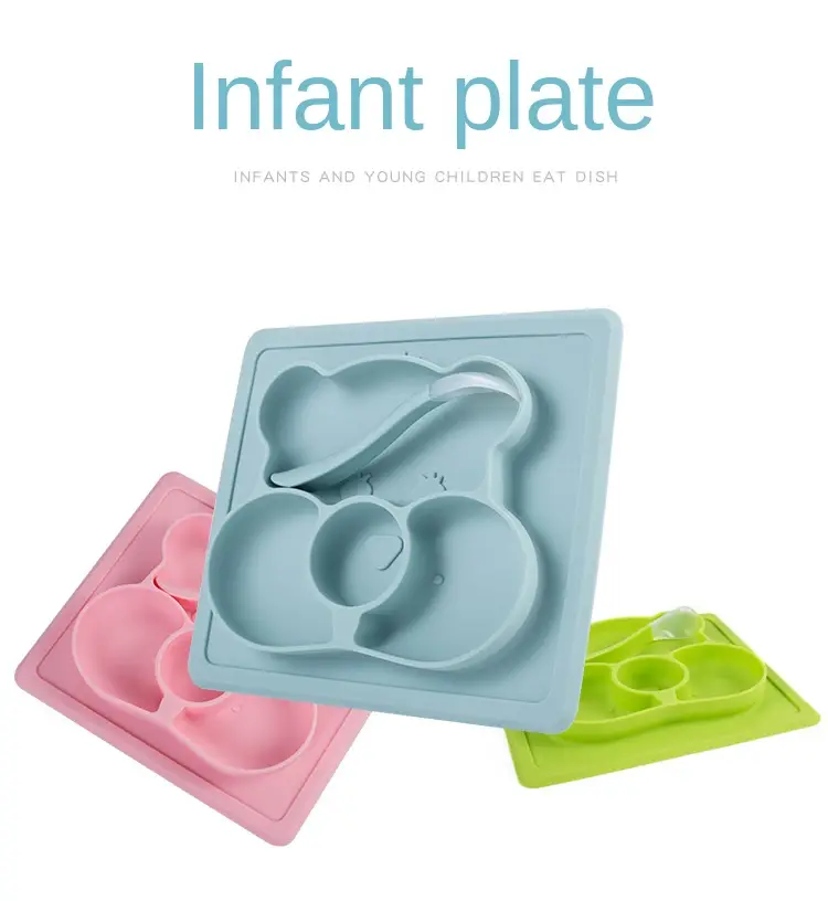 Cartoon Little Bear Silicone Kid's Baby Plate