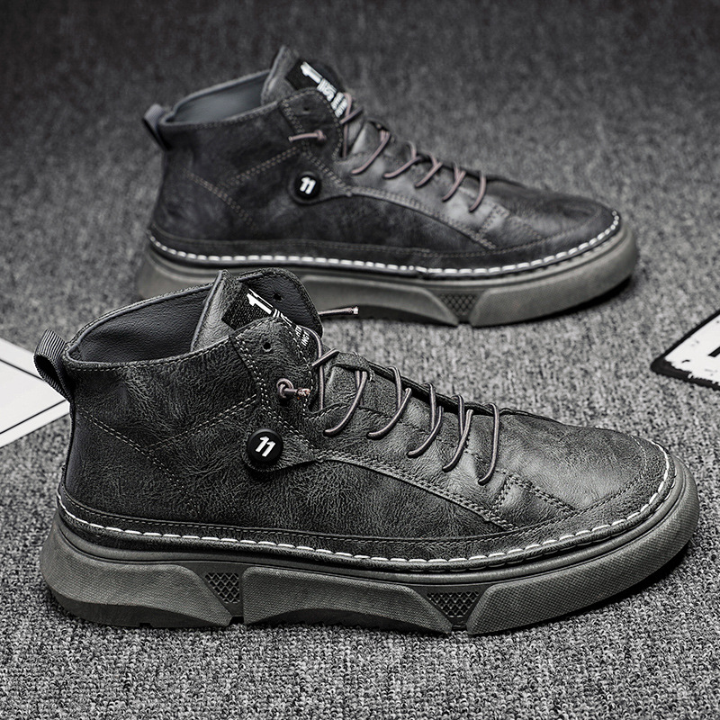 Leather shoes men's short boots board  tooling Martin boots