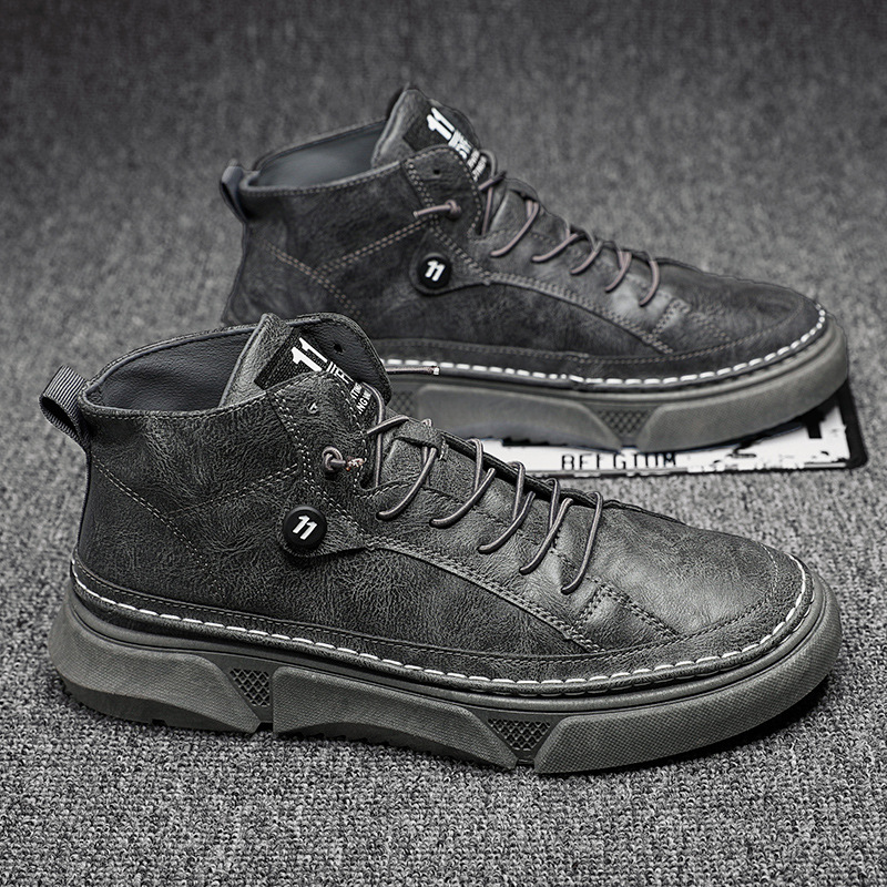 Leather shoes men's short boots board  tooling Martin boots