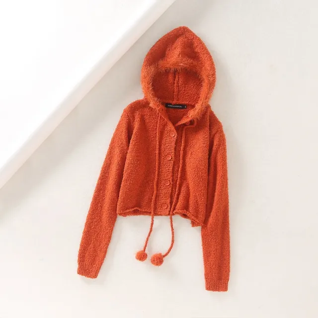 Fashion hooded collar long sleeves Orange - Shop at LoveMi