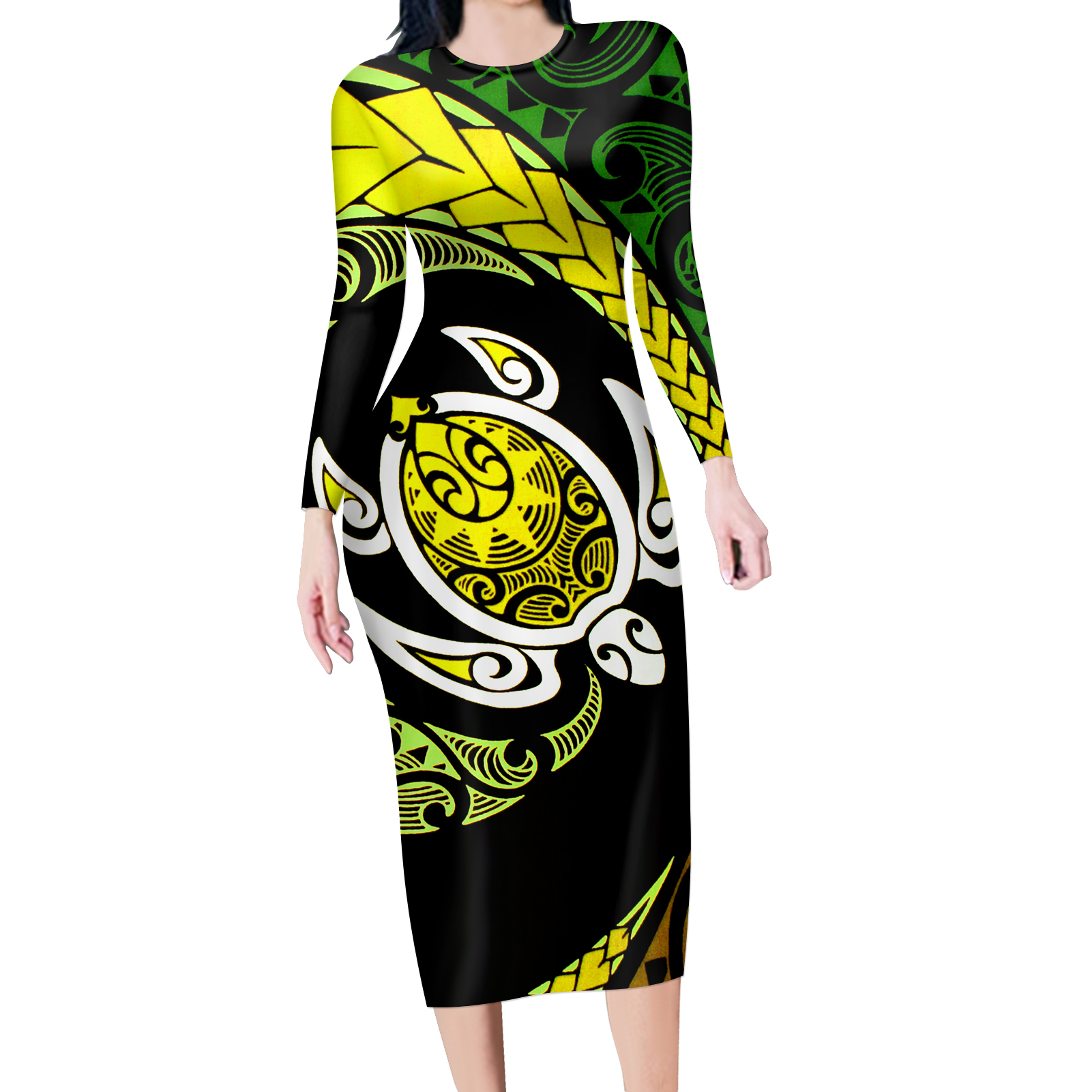 Custom Floral Long-sleeved Dress