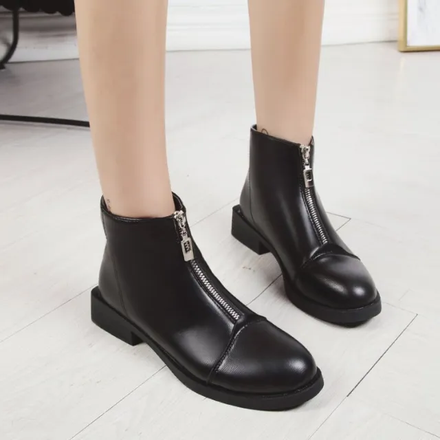 Short tube flat bottom Martin boots women Black - Shop at LoveMi