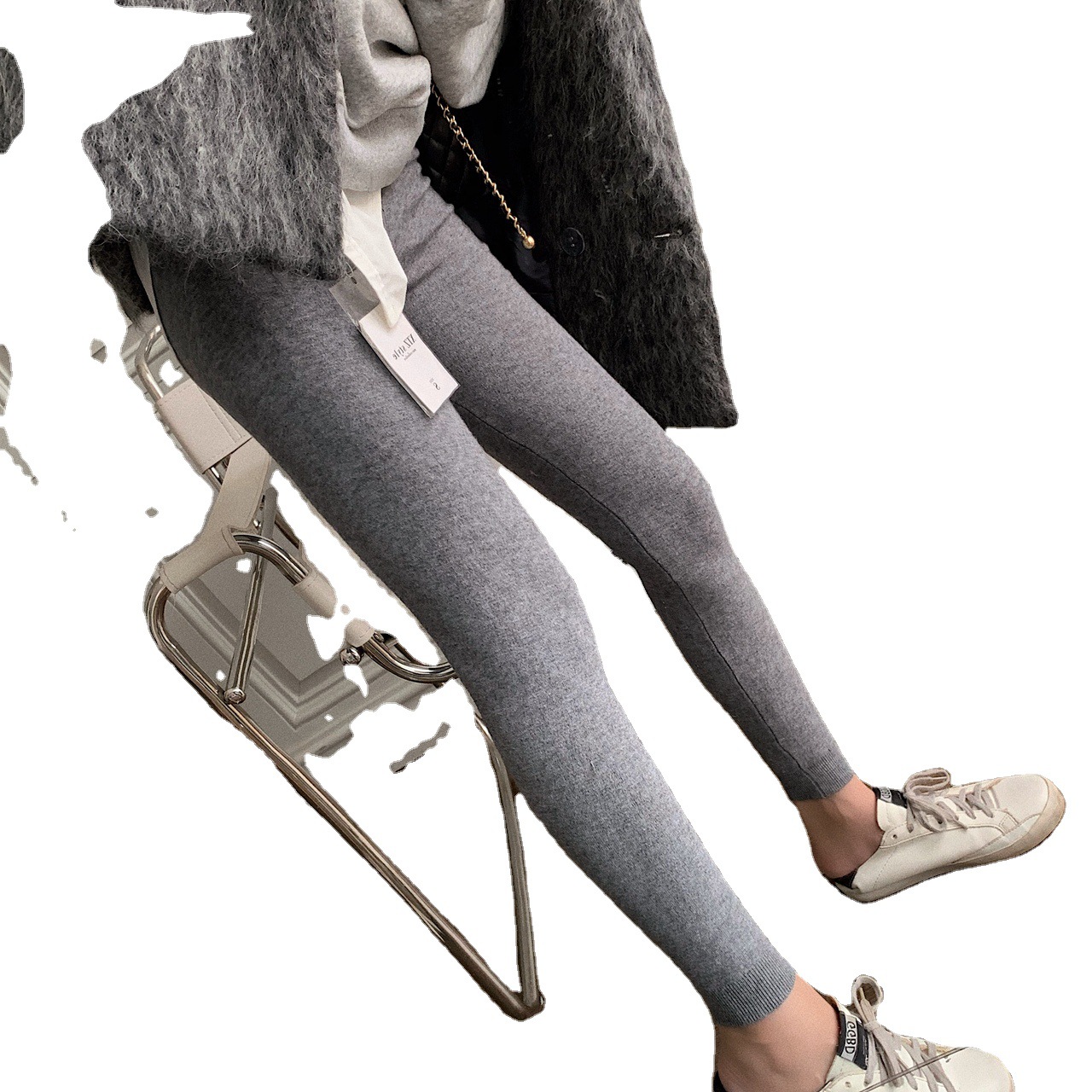 Black technical wool thermal pants