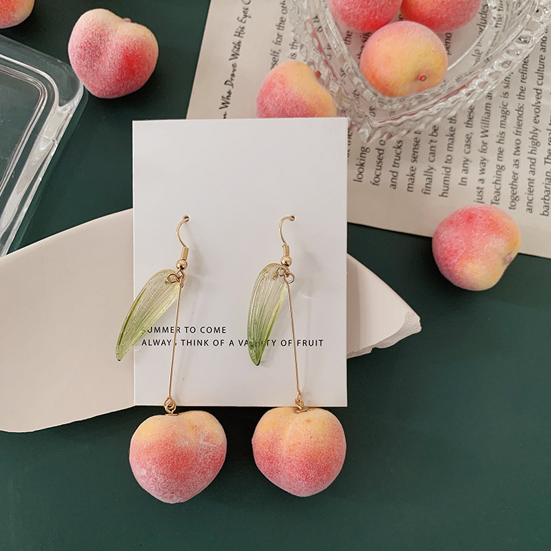 Summer peach girl heart earrings