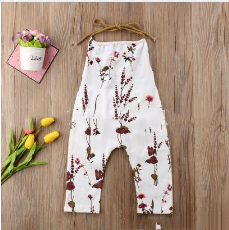 Summer halterneck flower pants jumpsuit