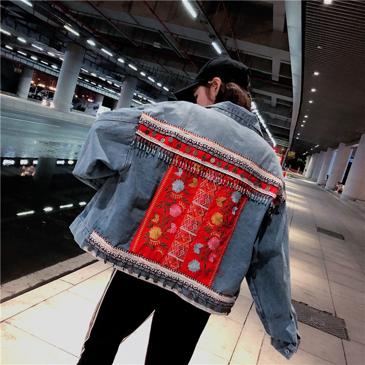 Heavy industry embroidered denim jacket