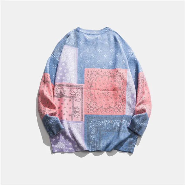 Men's Tide Brand Round Neck Pullover Sweater Light Blue - Shop at LoveMi