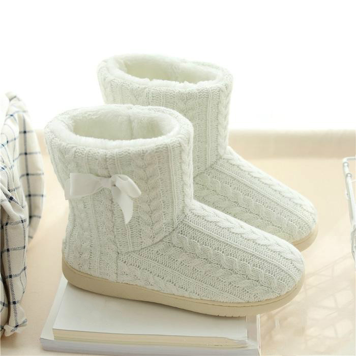 Women's Plush High Cotton Slippers For Home In Autumn And Winter