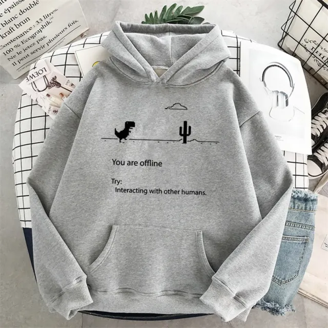 Retro hooded long sleeve top Grey - Shop at LoveMi