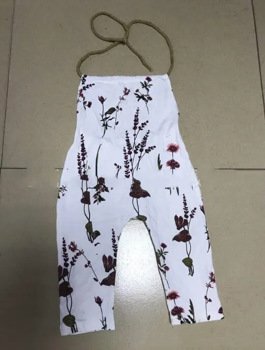 Summer halterneck flower pants jumpsuit White - Shop at LoveMi