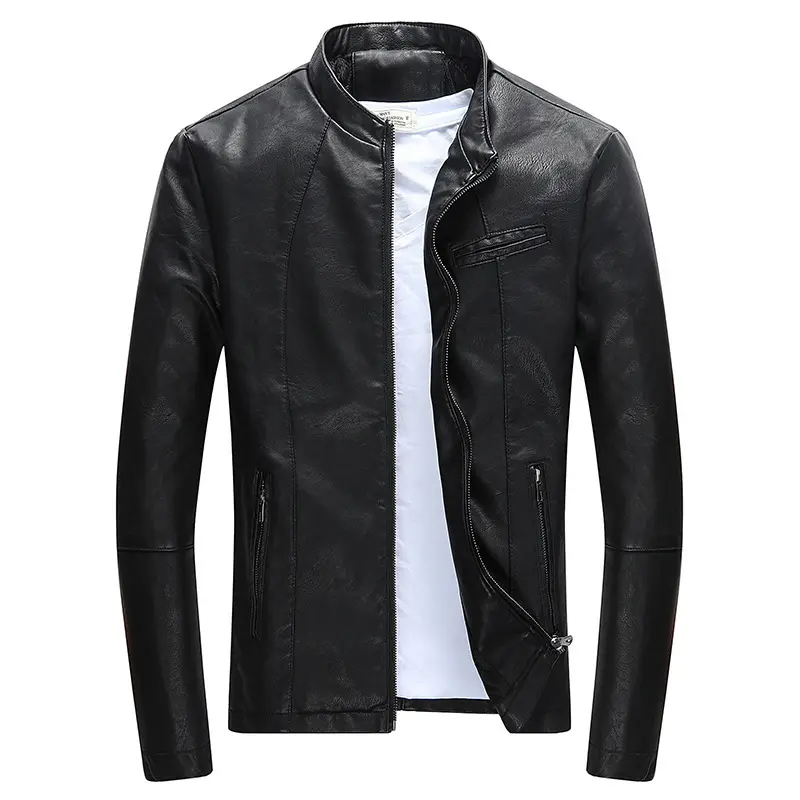 Men's leather jacket plus fleece