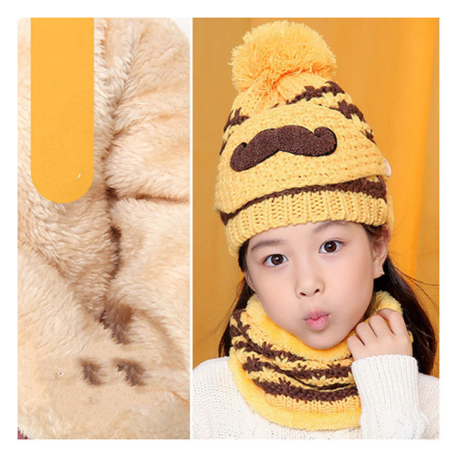 Warm velvet padded cute scarf set