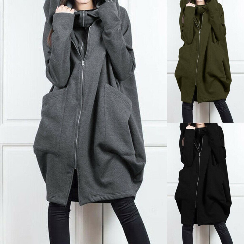 Pure color hooded pocket sweater zipper fake two coats