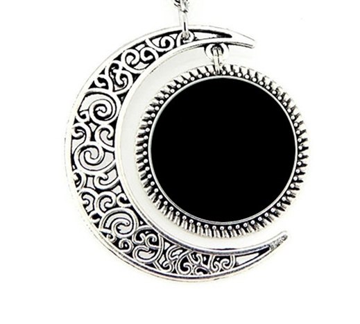 Time Gem Half Moon Pendant Necklace Jewelry