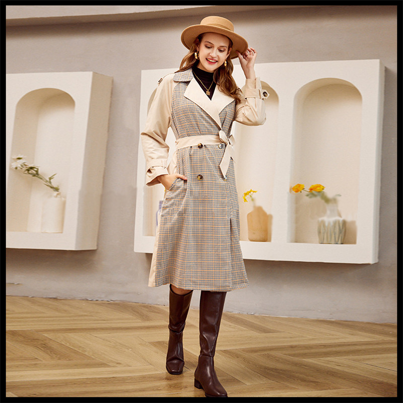 Pocket long lace up suit windbreaker jacket Khaki