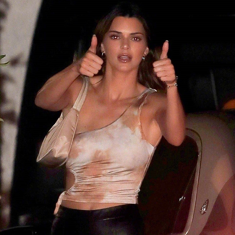 One-shoulder printed T-shirt