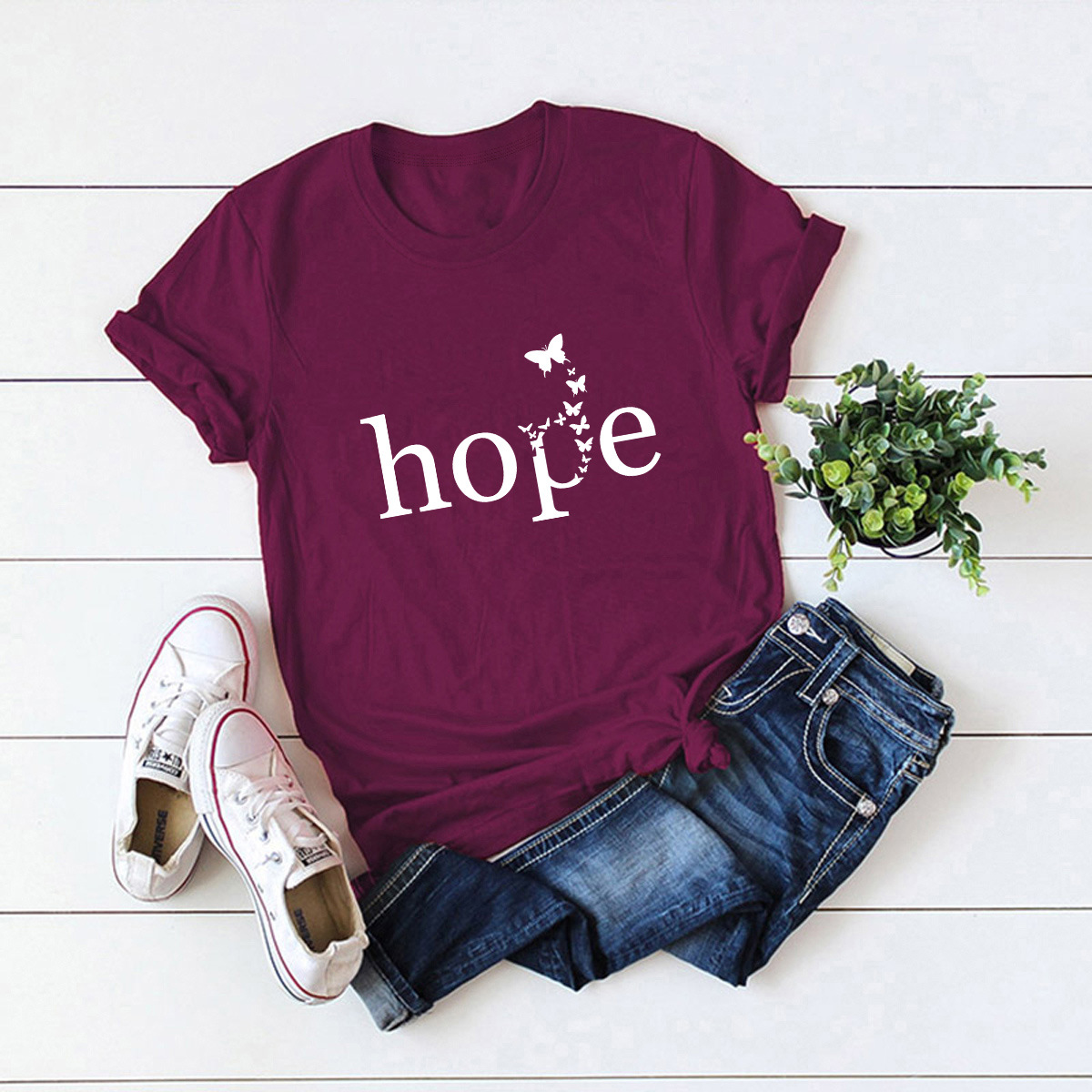 Popular letters printed cotton short sleeves