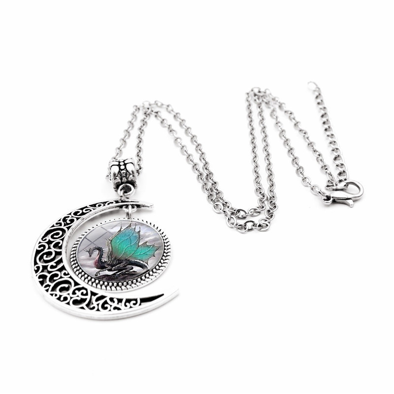 Pterodactyl Moon Pendant Necklace