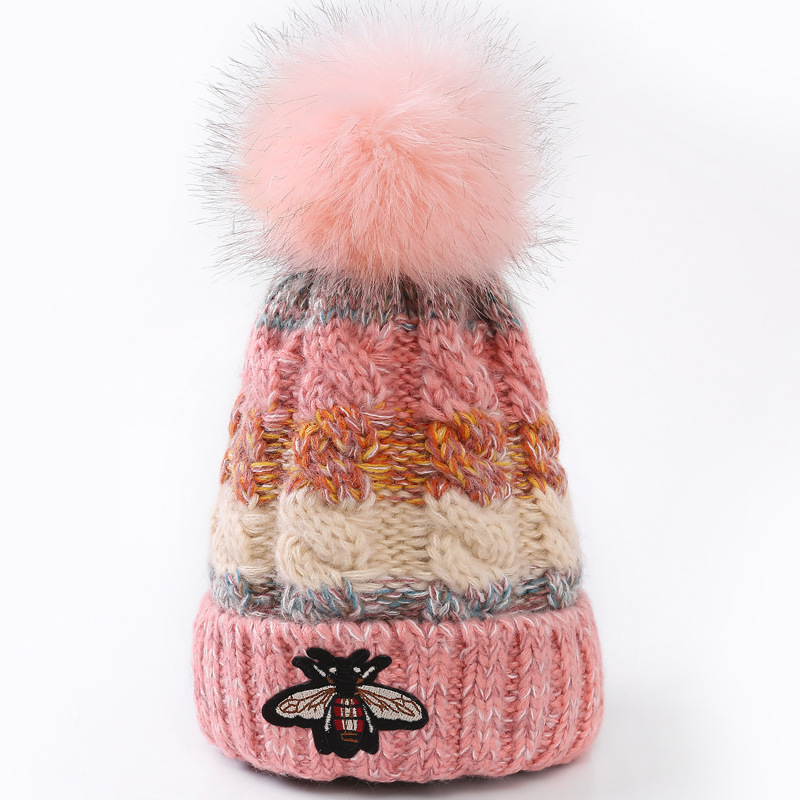 Four - color knitted hat and velvet hat