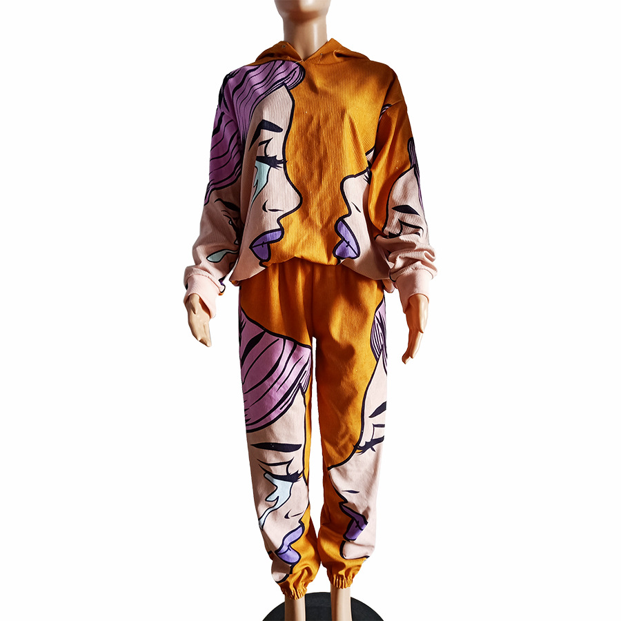 Fashion printed two-piece suit